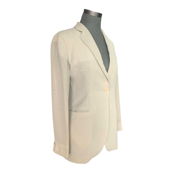 Women Blazer EMPORIO ARMANI Beige Single Button Front Long Sleeve Blazer Jacket - Picture 4 of 8